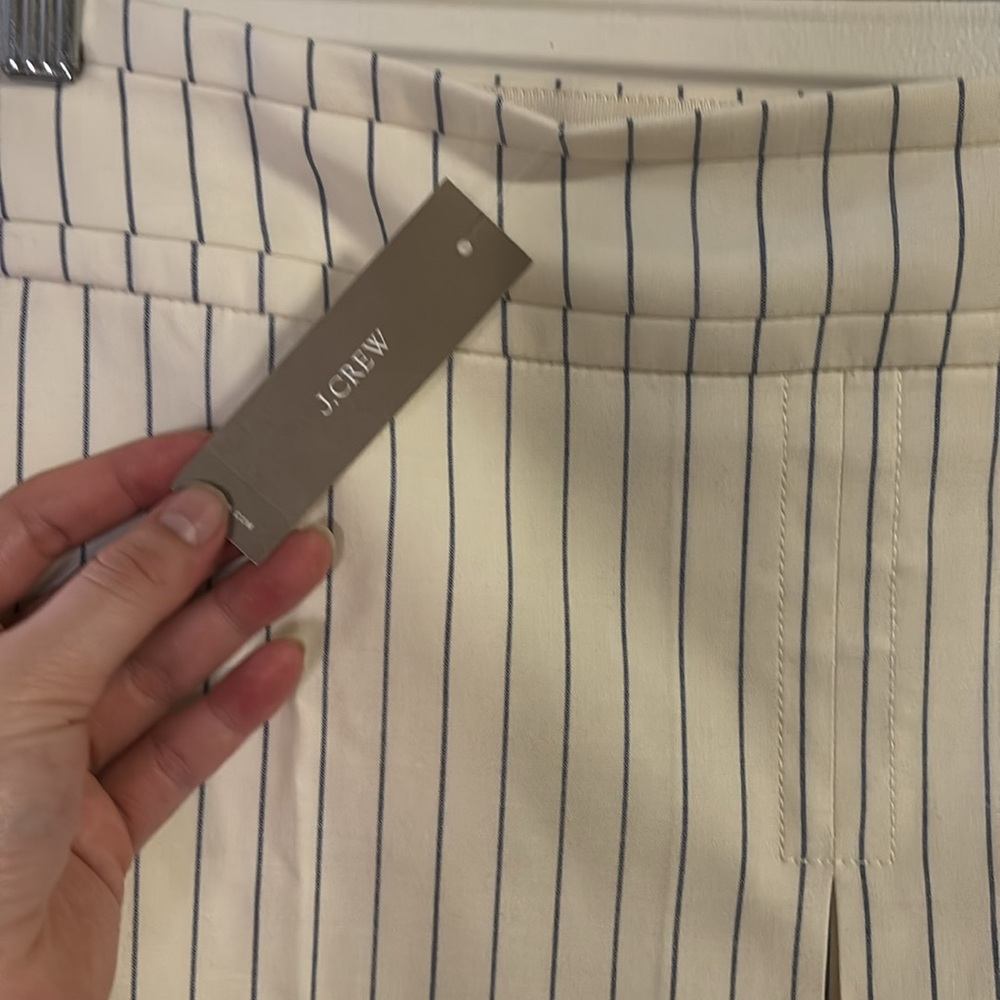 โ๏ธ {PRICE FIRM} J. Crew Pinstripe Center-pleat mini skirt ~ Italian wool Blend - Picture 6 of 10